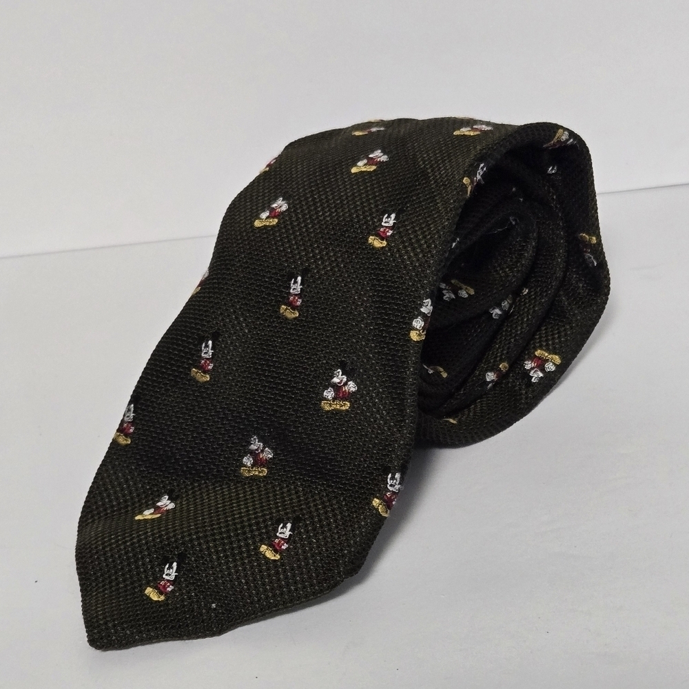 Disney Mickey Mouse Elegant Green 💯 Silk Patterned Mens Tie